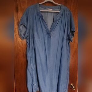 LUCKY BRAND Womens Plus Size              Blue Chambray Denim Dress